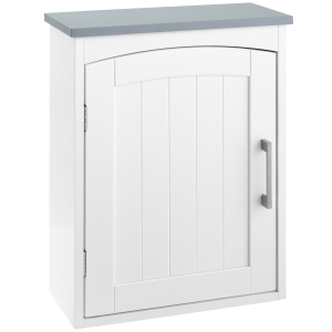 kleankin Armoire murale de salle de bain avec porte et étagère réglable - 41 x 18,5 x 52 cm - MDF - blanc