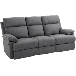 Homcom Divano 3 Posti con Schienale e Poggiapiedi Reclinabili Grigio Antracite 198x86x97cm
