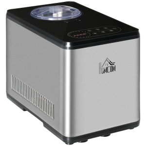 HOMCOM Ice Cream Maker Machine, 1.5L Stainless Steel Gelato, Sorbet, Milkshake, Frozen Yoghurt Maker with Detachable Mixing Paddle, 3 Programs and LED Display