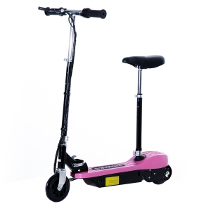 Homcom Monopattino Elettrico con Sella per Bambini Pieghevole 120W, velocità Max: 12Km/h in Metallo e PE, 78 × 40 × 96cm, Rosa