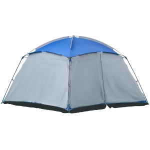 Outsunny Campingzelt für 8 Pers., mit Tragetasche, Blau, 3,6 x 3,6 x 2 m