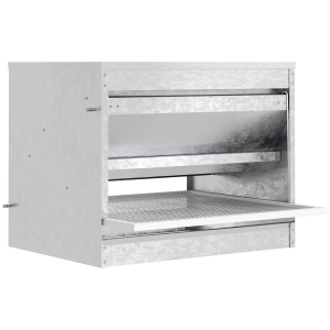 PawHut Hranitoare pentru Pui de 22 litri pentru 4 Pui, Rezistentă la Ploaie, cu Capac Automat si Pedala, 51x38x40,5 cm, Argintie