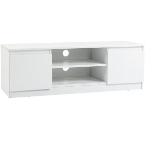 HOMCOM Moderne TV-Kommode mit 2 Regalen & 2 Schränken, Weiß, 120 x 39,5 x 40 cm