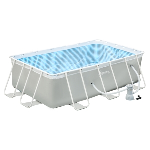Outsunny Piscina Supraterana de Gradina Dreptunghiulara cu Pompa de Filtrare si Cadru de Otel, 340x215x80cm, Gri
