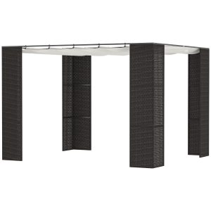 Foisorul Pergola de Gradina Outsunny 2,98x2,98m cu Copertina Retractabila, Structura Metalica si Coloane din Rattan PE, Negru si Alb
