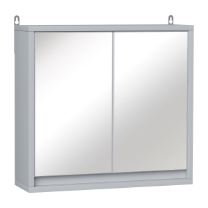 HOMCOM Wall Mounted Bathroom Mirror Cabinet, 48Wx14.5Dx45H cm-Grey