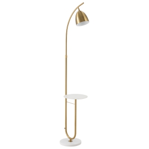 HOMCOM Stehlampe mit Desktop,Netzkabel und Fußschalter Metall Gold+Weiß 30 cm x 44 cm x 177 cm