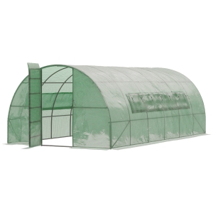 Outsunny Invernadero de Túnel 6x3x2 m con Puerta y Ventanas Invernadero de Jardín Grande con Cubierta de PE y Metal Galvanizado para Cultivos Plantas Verduras Verde