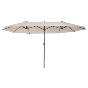 Outsunny Sombrilla Parasol Doble para Jardín 4,6x2,7x2,4 m Sombrilla Gigante Anti UV con Manivela para Exterior Patio Terraza Piscina Color Beige