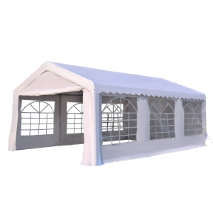 Outsunny Tente de réception chapiteau de jardin chapiteau barnum 4 parois amovibles portes zippées idéal pour fête mariage soirée 6 x 4 x 2,8 m acier toile polyéthylène 180 g/m² blanc