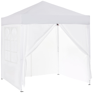 Outsunny Pavillon 2 x 2 m Faltpavillon 4 Seitenwände Weiß