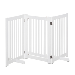 PawHut Barrière de sécurité modulable pliable porte verrouillable blanc