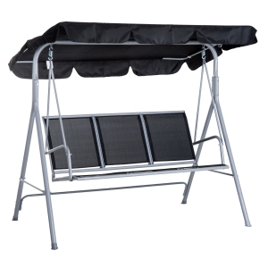 Outsunny Balancelle de Jardin 3 Places Noir 170 x 110 x 153 cm