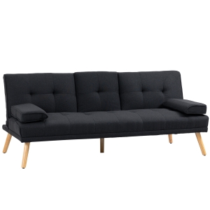 Canapé convertible 3 places design scandinave tissu anthracite