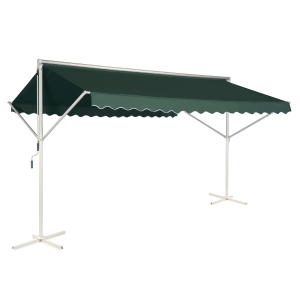 Outsunny Store Double Pente Manuel Vert Foncé 3,95 x 2,94 x 2,5 m