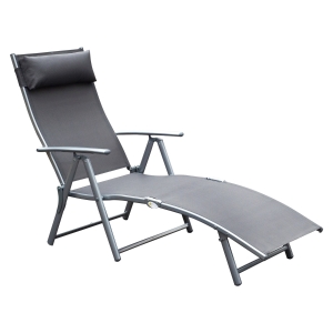 Outsunny Chaise Longue en Textilène Gris