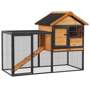 Clapier cage à lapins cottage métal époxy pin pré-huilé