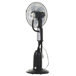 HOMCOM Ventilador Nebulizador 90W de Pie Oscilante y Silencioso con 3 Velocidad y 5 Aspas Ruedas Tanque de 2,8 L Ø44,5x120 cm Negro