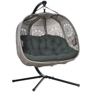 Outsunny Hängesessel für zwei Personen Farbe Schwarz+Sand 132L x 126B x 172H cm