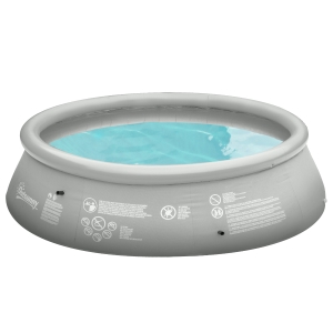 Outsunny Inflatable Swimming Pool Family-Sized Blow Up Pool Round Paddling Pool with Hand Pump for Kids, Adults, Outdoor, Garden and Backyard, 274cm x 76cm, Grey