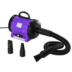 PawHut 2800W Dog Pet Grooming Hairdryer Heater w/ Three Nozzles - Purple