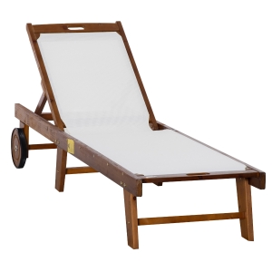 Outsunny Texteline Sun Lounger, 98Lx60Wx68/87H cm, Acacia Wood