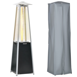 Outsunny 11.2KW Outdoor Patio Gas Heater Freestanding Pyramid Heater w/ Regulator, Hose