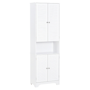 HOMCOM MDF Freestanding 6-Tier Bathroom Storage Cabinet White