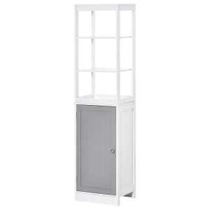 Kleankin Tallboy Bathroom Storage Cabinet, Slimline Free Standing Unit, Multi-Purpose for Bathroom Living Room Kitchen, White
