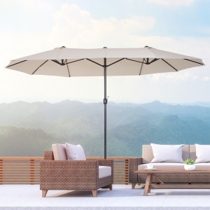 Umbrela de Gradina Impermeabila si Anti-UV Bej, 460x270x240cm, Outsunny