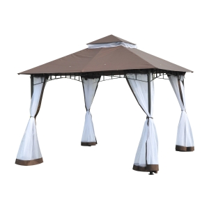 Outsunny 3x3m Gazebo W/Netting-Brown