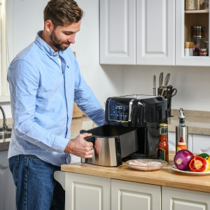 HOMCOM Air Fryer, 1700W 6.5L Air Fryers Oven with Digital Display, Rapid Air Circulation, Adjustable Temperature, Timer and Nonstick Basket, Black