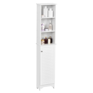 HOMCOM Freestanding 6-Tier Tall Bathroom Storage Cabinet White