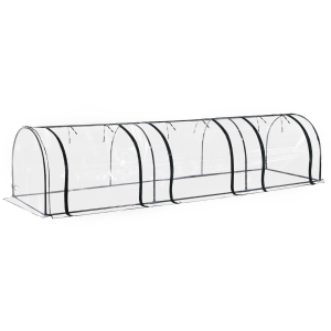 Outsunny Foliengewächshaus Gewächshaus Treibhaus mit Tür Frühbeet Pflanzenhaus Pflanzenaufzucht Stahl PVC Transparent Grün 350 x 100 x 80 cm