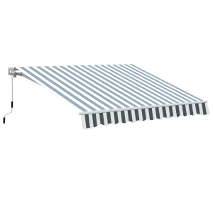 Outsunny Retractable Awning, 2.5x2 m-Dark Green/White