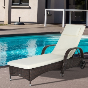 Outsunny Sezlong Scaun Relax in Rattan, Maro
