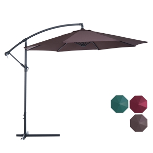 Outsunny Ombrellone Parasole Decentrato da Giardino con Angolo Inclinabile in Metallo e Poliestere, Caffè, Φ3×2.6m