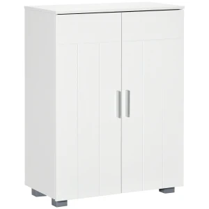 kleankin Modern Free Standing Bathroom Linen Cabinet, Storage Cupboard with 3 Tier Shelves, White.