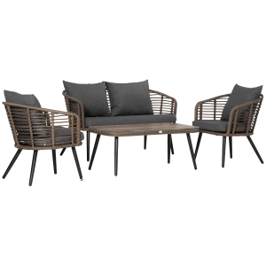 Outsunny Gartenmöbel Set 4-teilig Sitzgruppe Gartenset Sofagarnitur Polyrattan