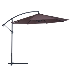 Outsunny Ombrellone Parasole Decentrato da Giardino con Angolo Inclinabile in Metallo e Poliestere, Caffè, Φ3×2.6m