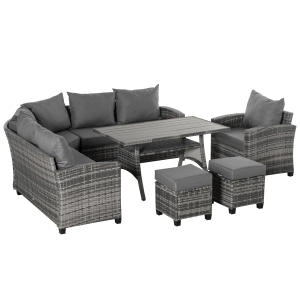 Outsunny 7-tlg. Polyrattan Gartenmöbel Grau