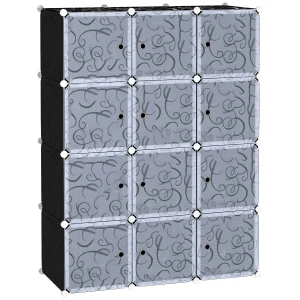 HOMCOM Portable DIY Wardrobe Interlocking Plastic Modular Closet for Bedroom Clothes Storage, Cube Organiser, White