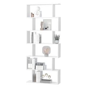 HOMCOM Particle Board 6-Tier Asymmetrical Shelving Unit White