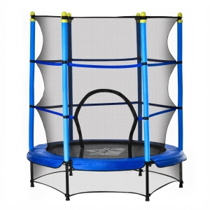 HOMCOM Tappeto Elastico per Bambini 3-6 Anni con Rete, Bordo Imbottito e Corde Elastiche, Trampolino da Giardino Φ140x158cm - Blu/Nero
