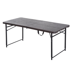 Outsunny 4FT Portable Metal Picnic Table, 22Lx61Wx53/71.5H cm-Black/Brown