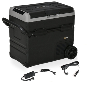 Outsunny Frigorífico e Congelador de Compressor Portátil 55L Frigorífico de Carro CC 12V/24V Temperatura até -20℃ com Tela Tátil Alça Retrátil e Rodas 71,1x46x57,1cm Preto