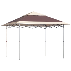 Outsunny Faltpavillon Pop-Up-Zelt Gartenpavillon Rollentasche Oxford-Gewebe 3,6 x 3,6 m Dunkelbraun + khaki