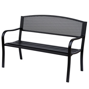 Outsunny Gartenbank für 2 Personen Stahl Schwarz 127 x 60 x 87cm