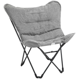 Outsunny Klappbarer Campingstuhl mit Stahlrahmen, Hellgrau, 88 x 74 x 84 cm