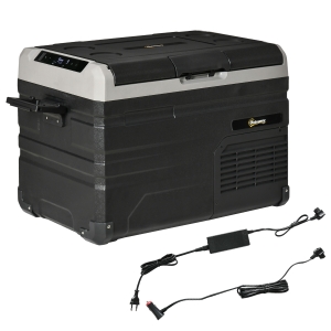 Outsunny Nevera y Congelador de Compresor Portátil 35L Refrigerador de Coche CC 12V/24V hasta -20℃ con Pantalla LED Táctil y 2 Asas Laterales 60x40x44 cm Negro